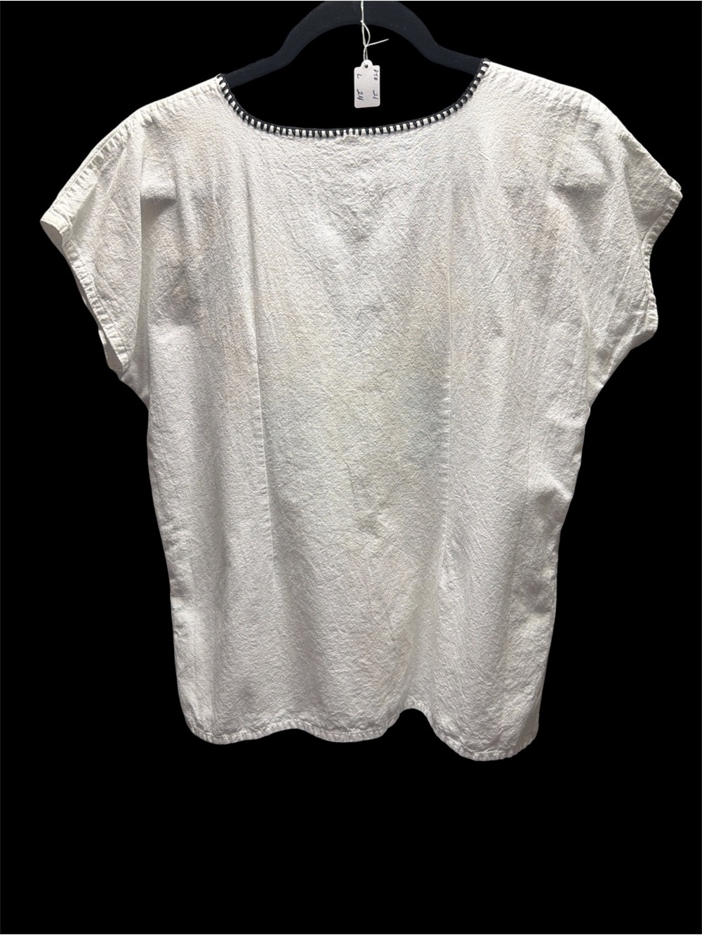 Sunflower Embroidered V-Neck Cotton Tunic - White/Yellow - Picture 3 of 4